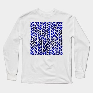 Simple Watercolor Leaves -  Navy Blue Long Sleeve T-Shirt